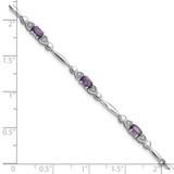 SS Rhodium-plated Amethyst and Diamond Heart 7.5in Bracelet