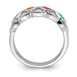 SS Rhodium-plated w/CZ, Amethyst, Citrine, Garnet & Blue Topaz Ring - QR-3EBC108D-7178