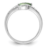 SS Rhod-plated .6t.w. Green Quartz & White Topaz Swirl Ring - QR-ADF4E094-7179