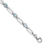 SS Rhod-plated 5mm 3.78BT Blue Topaz Paperclip Chain Bracelet