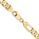 14K 28 inch 7mm Flat Figaro with Lobster Clasp Chain