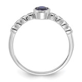 SS Rh-plated  .01Created White Sapphire .56Created Blue Spinel Ring - QR-060FE31F-1822