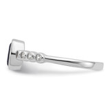 SS Rh-plated  .01Created White Sapphire .56Created Blue Spinel Ring - QR-060FE31F-1822