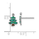 SS Rh-plated Green Enamel Crystal Christmas Tree Post Earrings