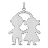 SS Rh-plt Engraveable Boy/Girl Polished Front/Satin Back Disc Charm - QM-73F6A3B1-9803