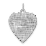 SS Rh-plt Engraveable Heart Patterned Polished Front/Satin Back Disc - QM-E345374A-4325