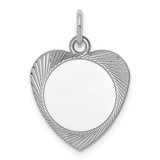 SS Rh-plt Engraveable Heart Polished Front/Satin Back Disc Charm - QM-4F71381E-8382