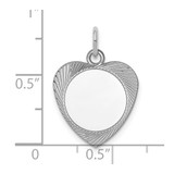 SS Rh-plt Engraveable Heart Polished Front/Satin Back Disc Charm - QM-4F71381E-8382
