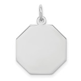 SS Rh-plt Engraveable Octagon Polished Front/Satin Back Disc Charm - QM-57E74E2C-8168