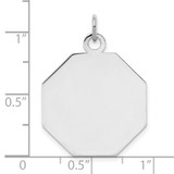 SS Rh-plt Engraveable Octagon Polished Front/Satin Back Disc Charm - QM-768D67DC-9024