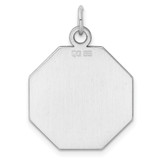 SS Rh-plt Engraveable Octagon Polished Front/Satin Back Disc Charm - QM-768D67DC-9024