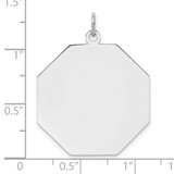 SS Rh-plt Engraveable Octagon Polished Front/Satin Back Disc Charm - QM-9C29DCF2-7468