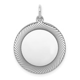 SS Rh-plt Engraveable Round Polished Front/Satin Back Disc Charm - QM-839DEC25-9990