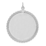 SS Rh-plt Engraveable Round with Rope Polished Front/Satin Back Disc - QM-DEE3254F-7153