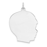 Sterl Silver Rh-plt Engraveable Boy Polished Front/Satin Back Disc Charm - QM-2B193F80-4527