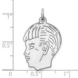 Sterl Silver Rh-plt Engraveable Boy Polished Front/Satin Back Disc Charm - QM-3DD6B160-5306
