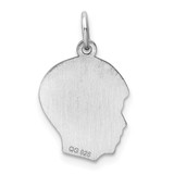 Sterl Silver Rh-plt Engraveable Boy Polished Front/Satin Back Disc Charm - QM-5C5307B6-1971