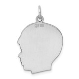 Sterl Silver Rh-plt Engraveable Boy Polished Front/Satin Back Disc Charm - QM-5E28C095-4101