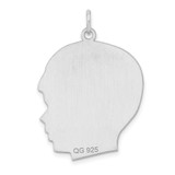 Sterl Silver Rh-plt Engraveable Boy Polished Front/Satin Back Disc Charm - QM-68764EFB-5861