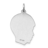 Sterl Silver Rh-plt Engraveable Boy Polished Front/Satin Back Disc Charm - QM-FC8136BD-9334