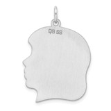 Sterl Silver Rh-plt Engraveable Girl Polished Front/Satin Back Disc Charm - QM-15D8A048-4261