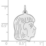 Sterl Silver Rh-plt Engraveable Girl Polished Front/Satin Back Disc Charm - QM-19850858-6501