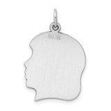 Sterl Silver Rh-plt Engraveable Girl Polished Front/Satin Back Disc Charm - QM-4C805AF8-7933