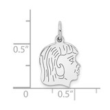Sterl Silver Rh-plt Engraveable Girl Polished Front/Satin Back Disc Charm - QM-BC985689-9169
