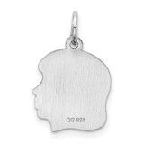 Sterl Silver Rh-plt Engraveable Girl Polished Front/Satin Back Disc Charm - QM-C7CEAD79-7355