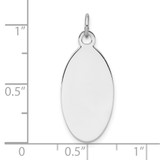 Sterl Silver Rh-plt Engraveable Oval Polished Front/Satin Back Disc Charm - QM-F0422DF2-9773