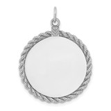 Sterl Silver Rh-plt Engraveable Round with Rope Polished Front/Back Disc - QM-2CCD2595-5249