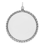 Sterl Silver Rh-plt Engraveable Round with Rope Polished Front/Back Disc - QM-8A101EB0-4040