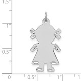 Sterling S. Rh-plt Engravable Girl Polished Front/Satin Back Disc Charm