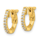Sterling Shimmer Sterling Silver Gold-tone Flash Gold-plated 1.3mm CZ 18 Stone Hinged Hoop Earrings