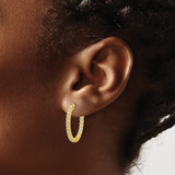 Sterling Shimmer Sterling Silver Gold-tone Flash Gold-plated 1.7mm CZ 36 Stone Oval In and Out Hinged Hoop Earrings
