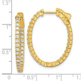 Sterling Shimmer Sterling Silver Gold-tone Flash Gold-plated 1.7mm CZ 54 Stone Oval In and Out Hinged Hoop Earrings