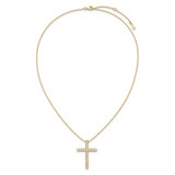 Sterling Shimmer Sterling Silver Gold-tone Flash Gold-plated 2.3mm CZ 21 Stone Cross 16 inch with 2 inch Extension Necklace