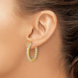 Sterling Shimmer Sterling Silver Gold-tone Flash Gold-plated 2.5mm CZ 42 Stone In and Out Hinged Hoop Earrings