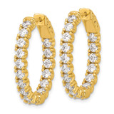 Sterling Shimmer Sterling Silver Gold-tone Flash Gold-plated 3mm CZ 32 Stone Oval In and Out Hinged Hoop Earrings