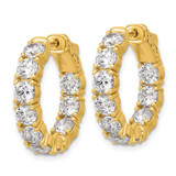 Sterling Shimmer Sterling Silver Gold-tone Flash Gold-plated 4.25mm CZ 20 Stone In and Out Hinged Hoop Earrings