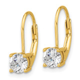 Sterling Shimmer Sterling Silver Gold-tone Flash-gold Plated 5mm CZ 2 Stone Leverback Earrings