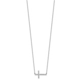Sterling Shimmer Sterling Silver Rhodium-plated 1.3mm CZ 17 Stone Sideway Cross 16 inch with 2 inch Extension Necklace