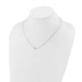 Sterling Shimmer Sterling Silver Rhodium-plated 1.3mm CZ 17 Stone Sideway Cross 16 inch with 2 inch Extension Necklace