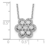 Sterling Shimmer Sterling Silver Rhodium-plated 15.75 inch 55 Stone Flower CZ Necklace with 2 inch extender