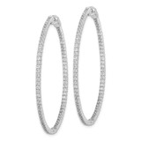 Sterling Shimmer Sterling Silver Rhodium-plated 154 Stone 1.3mm CZ In and Out Round Hinged Hoop Earrings