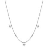 Sterling Shimmer Sterling Silver Rhodium-plated 16 inch 7 Stone 7 Star Stations CZ Necklace with 2 inch extender