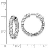 Sterling Shimmer Sterling Silver Rhodium-plated 24 Stone 3.5mm CZ In and Out Round Hinged Hoop Earrings - QE-0B39226A-5102
