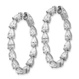 Sterling Shimmer Sterling Silver Rhodium-plated 24 Stone Pear Shaped CZ Fancy In and Out Oval Hinged Hoop Earrings