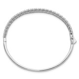 Sterling Shimmer Sterling Silver Rhodium-plated 25 Stone CZ Hinged Bangle Bracelet - QB-DBBDFF96-7195