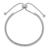 Sterling Shimmer Sterling Silver Rhodium-plated 2mm CZ 60 Stone Adjustable Bracelet